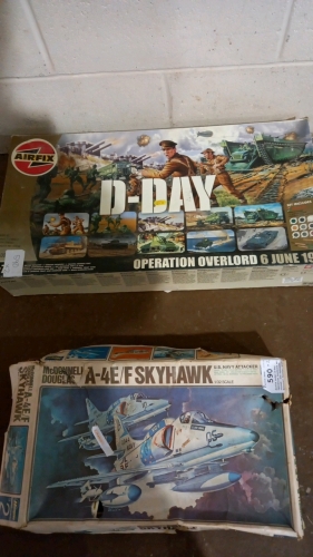 Airfix model D-Day Operation Overlord set, unused, and Hasagawa McDonnel Douglas A04E/F Skyhawk