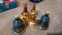 3 x Bells whisky ornamental bottles, 3 large, 1 medium, 1 small