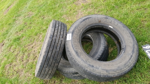 3 x 215/75/17.5 part worn truck tyres, still plenty of tread