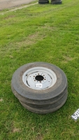 2 x Massey Ferguson 100 series front wheels with tyres