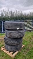 Pallet of 10 Stud 385x 22.5 wheels and tyres