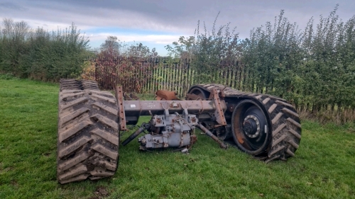 Claas Terra combine tracks, fire damaged