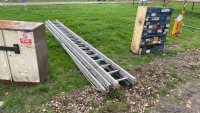 Heavy duty extension ladder, rope operated, each piece 15ft long, approx 40ft when extended