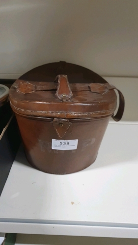 Sold at Auction: VINTAGE LEATHER HAT BOX