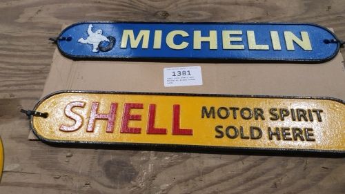 Cast iron Shell and Michelin signs 500mm wide