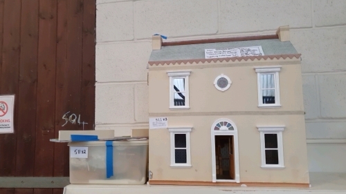 2001 Dolls House Emporium "Woodcutters Cottage", 1/12 scale, lighting installed c/w box of furniture items