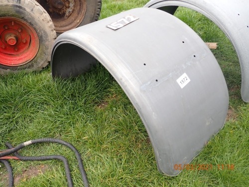 Pair of vintage steel galvanised rear mudguards