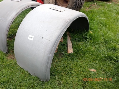 Pair of vintage steel galvanised rear mudguards