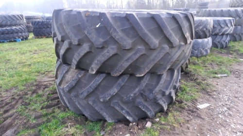 2 x Trelleborg TM800 650/65R42 tractor tyres 50\%