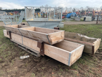 3 x wooden cattle feed troughs