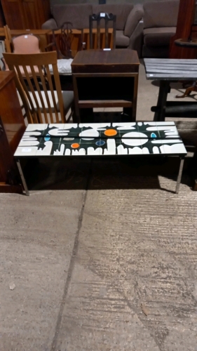 1960s mid century tile top coffee table