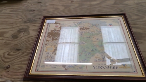 Map of Yorkshire print, 1949, drawn by Estra Clark for British Rail, copyright Leak & Thorpe, York