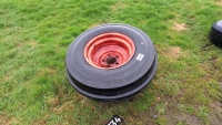Pair 12.5-80-18 wheels 3 rib tyres 90\%