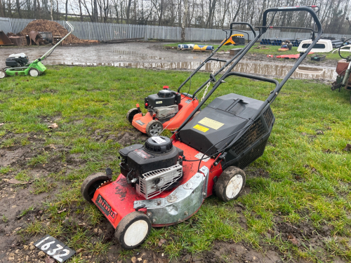 Champion 16" petrol rotary mower c/w box in gwo, deck repaired to safe working order