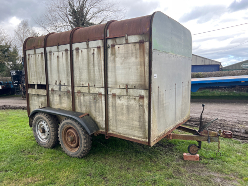 Livestock trailer, 10ft long x 6ft high, 6ft wide. Older model, wooden floor & trailer light board.