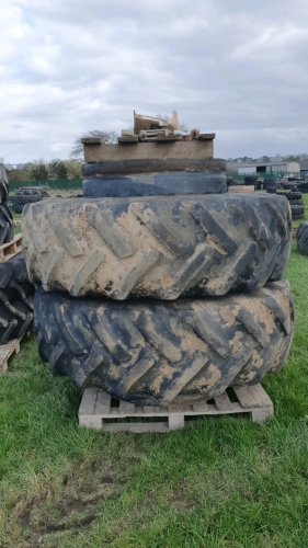 20.8R38 Stocks dual wheels Goodyear tyres, come with clamps and eyes