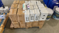 Pallet of black and clear builders silicone