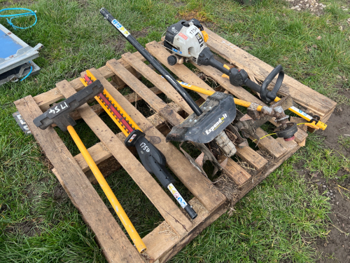 Ryobi Expandit PLT2543Y with rotavator, hedge cutter, strimmer, brush cutter. Needs attention