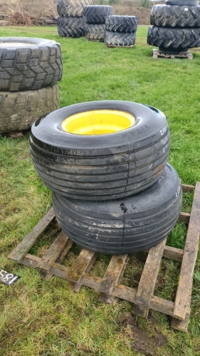 Pair of 31/13.5.15 wheels and tyres ex JD baler