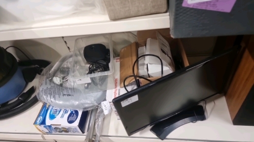 LG TV, Nintendo Wii console & VR headset, camera, sat-nav, camera tripod, iron, footspa and scrubber