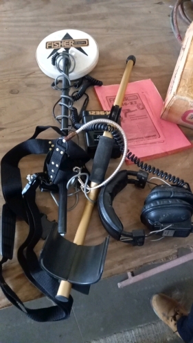 Fisher 1236 X2 metal detector in original box c/w manual and headphones, working, required 6LR61 9v batteries