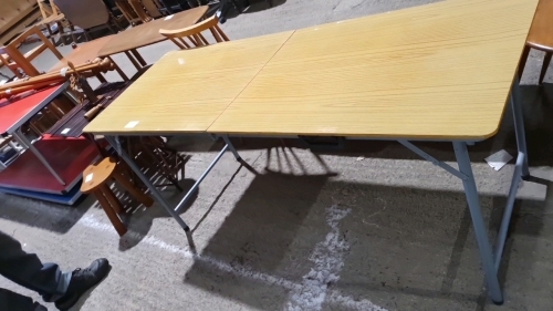Sturdy folding paste table or car boot tables, formica top, metal frame and legs, good condition