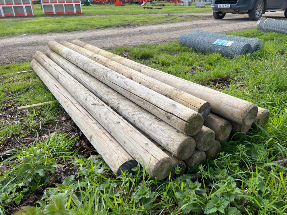 16 x round 8ft fencing posts | York Machinery Sale (hedgers, buckets ...