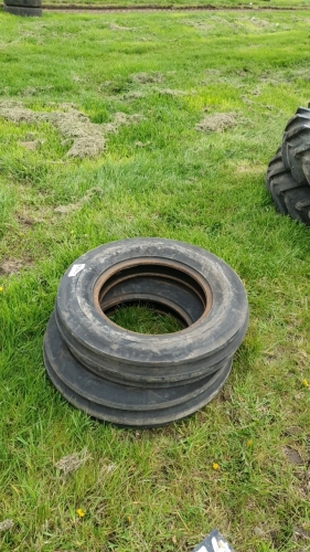 Pair of 600/16 tractor front tyres, good
