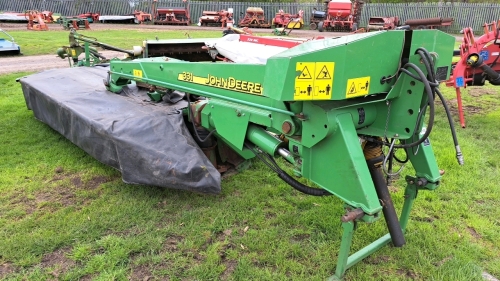 2007 John Deere 331 3.1m rear mounted mower conditioner, steel conditioner