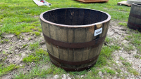 Old oak barrel planter