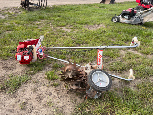 Mantis rotavator with lawn scarifier kit and spare rotavator blades
