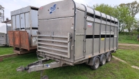 Ifor Williams DP120 14' triaxle livestock trailer c/w Easyload decks, large division and 2 small cross divisions. Owed from new, documents in office. Serviced in feb