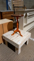 Small 3 legged table liburnum wood and small handmade pine coffee table