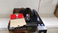 Box of 2 Canon DC40 camcorders, FujiFilm digital camera, Photax 75/300 lens and tripod