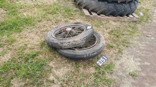 2 x old spoked car wheels