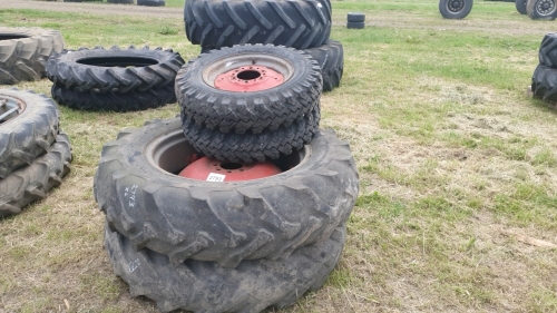 Full set of wheels to fit Massey Ferguson 135/165, 12.4/28 rears and 6/16 fronts