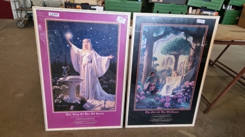 2 x limited edition posters Ring of the Elf Queen and Gift of the Elf Queen both signed by artist Greg Hildebrandt and numbered, 29"x25"
