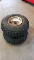 Pair of blown up wheels 145/70-6 half inch centre pin
