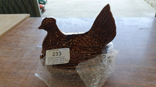 Vintage Portmeirion size 2 brown ceramic hen, chicken egg holder, no chips or cracks