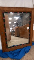 Pinewood Studios mirror with leaded stained glass border