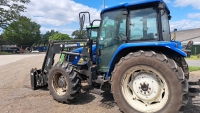 New Holland TA 100A 4wd tractor c/w Trima +3.0P loader and manure fork, 6140 hours, PX56 COH, Dispersal from David Robinson dec'd - 5