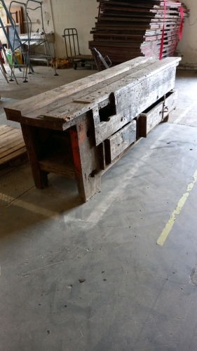 Old carpenter's wooden workbench