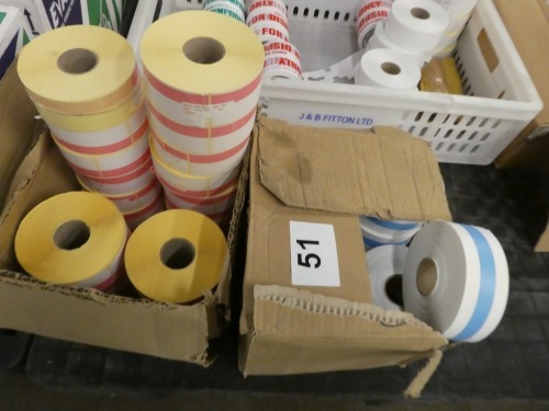 Assorted labels and tape
