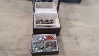 Brown jewellery box with contents of jewellery