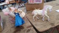 1990s Barbie horse, carriage and 2 dolls