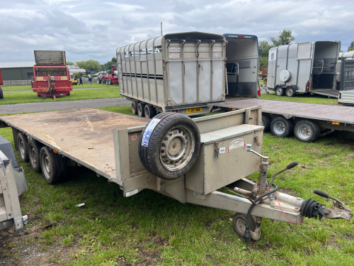 Graham Edwards 16ft flatbed trailer with ramps and strap box, 2012