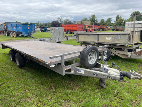 Ifor Williams 18ft flatbed trailer, 2020, with keys, new spare wheel, brace and handbook