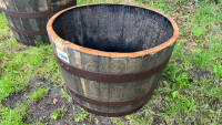 Old oak barrel planter
