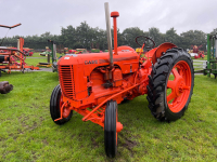 1943 Case DC 4 tractor serial no. 4901350DC, fitted with belt pulley. An older restoration in running order, caps in site office