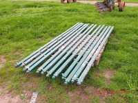 Quantity of green metal fence posts